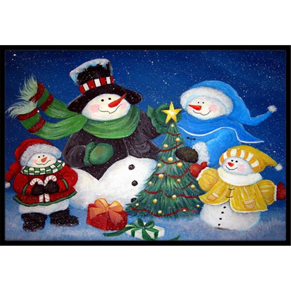 Carolines Treasures The Family Gathering Snowman Indoor and Outdoor Mat- 24 x 36 in. PJC1086JMAT - main
